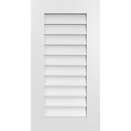 Ekena Millwork Vertical Surface Mount PVC Gable Vent: Non-Functional, w/ 3-1/2"W x 1"P Standard Frame, 18"W x 34"H GVPVE18X3401SN